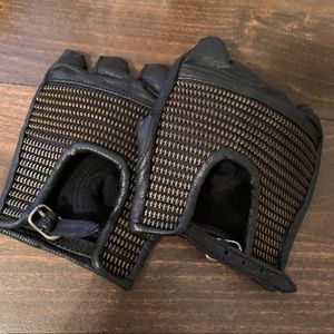 Skingraft leather zipper fingerless gloves